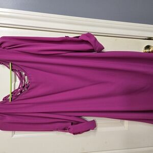 Vibrant Magenta Dress with Unique Neckline